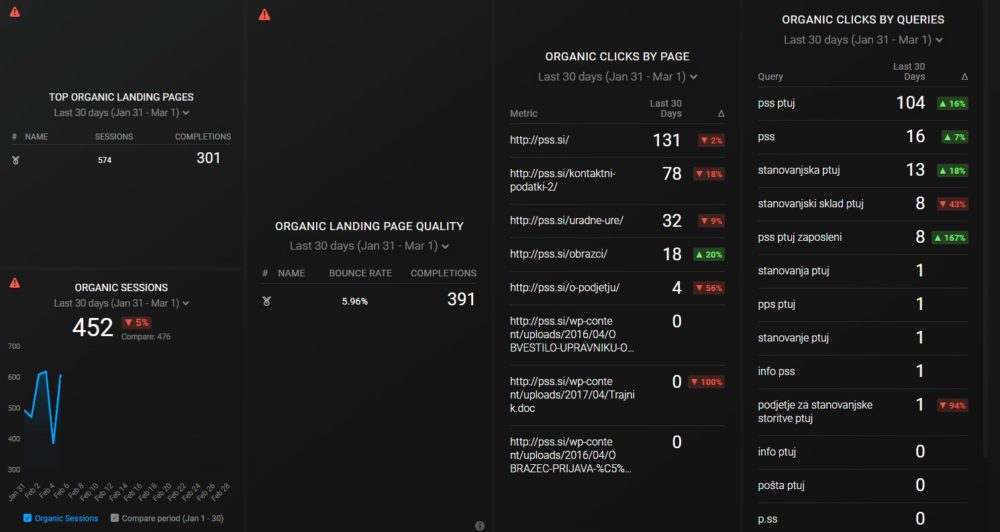  SEO Metrics dashboard example